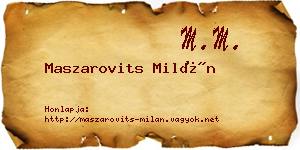 Maszarovits Milán névjegykártya